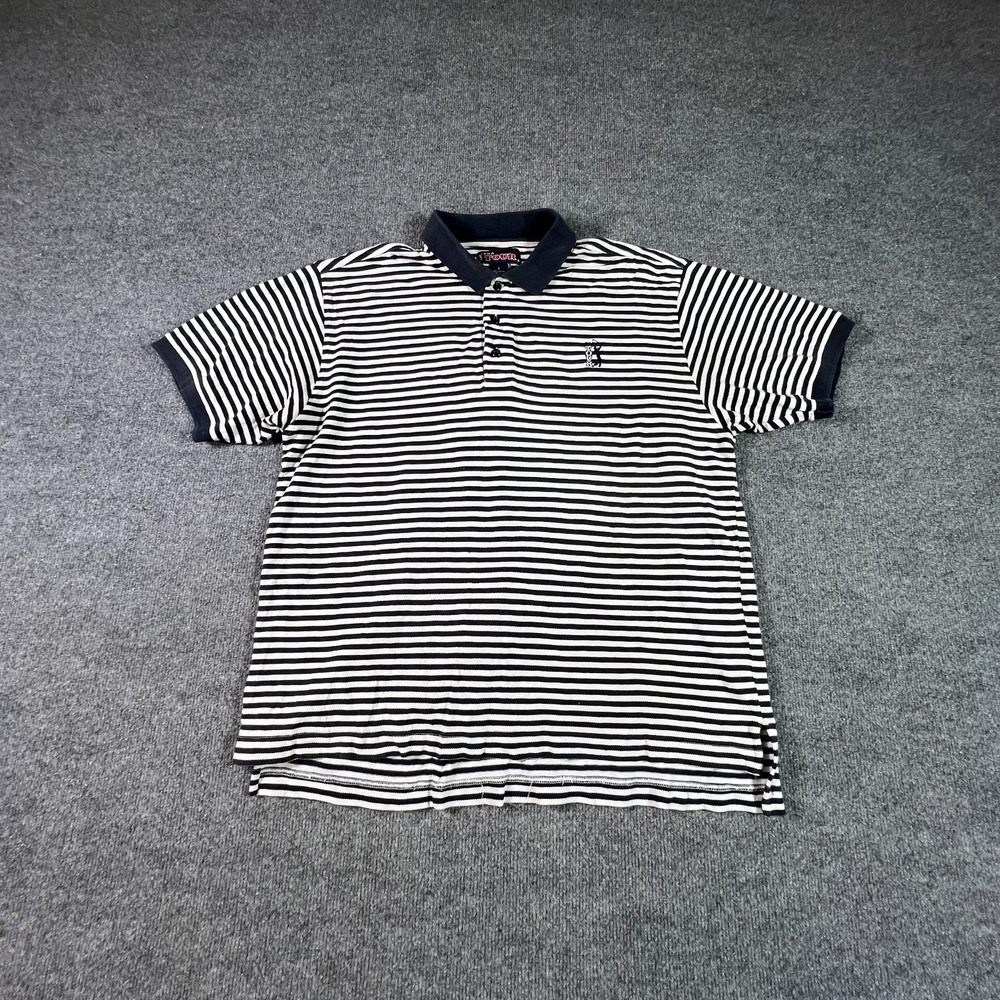 PGA Tour Polo Shirt Mens L Black Cotton Striped Golf Sports Performance Collared